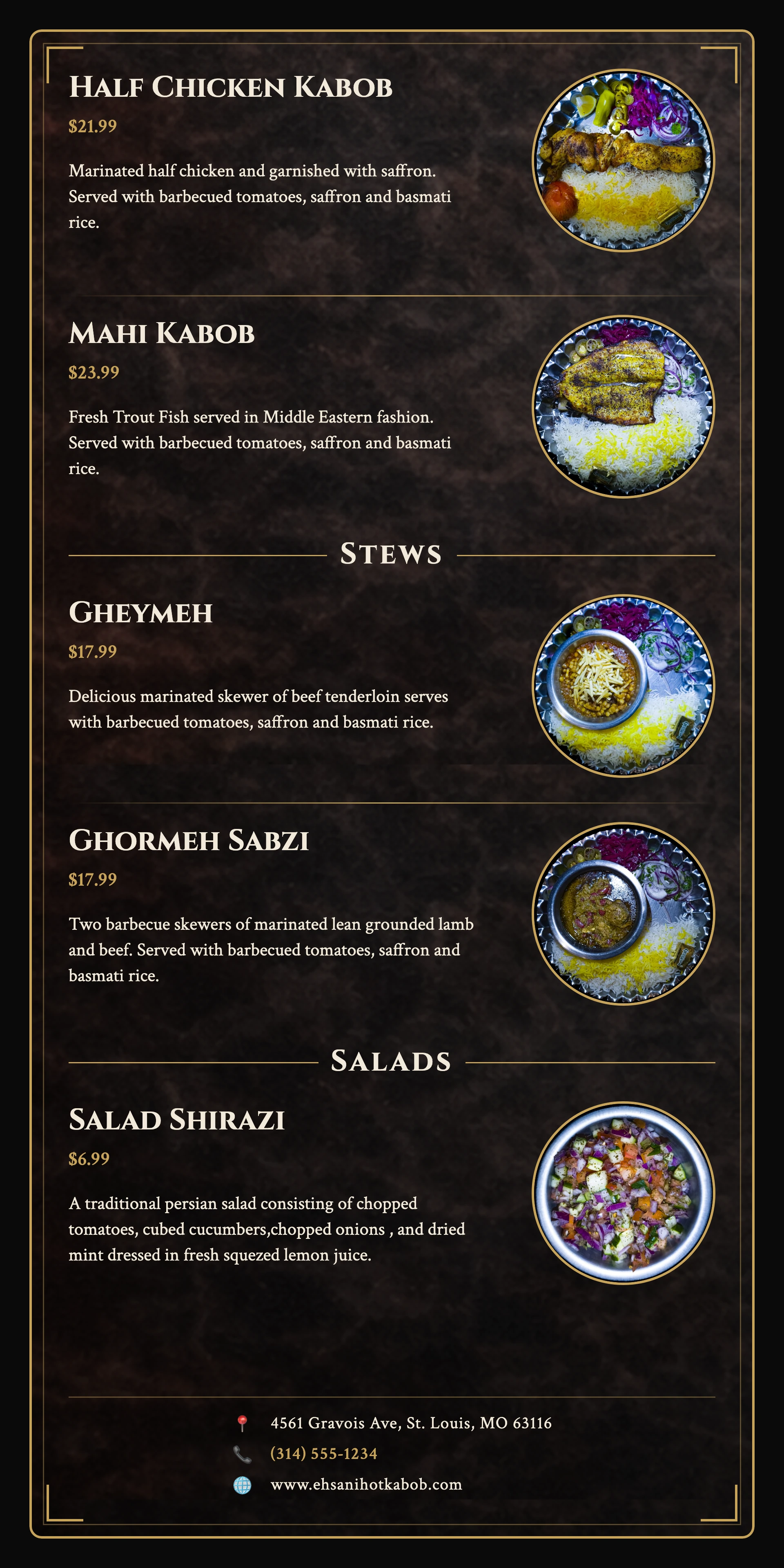 Ehsani's Hot Kabob menu page 4