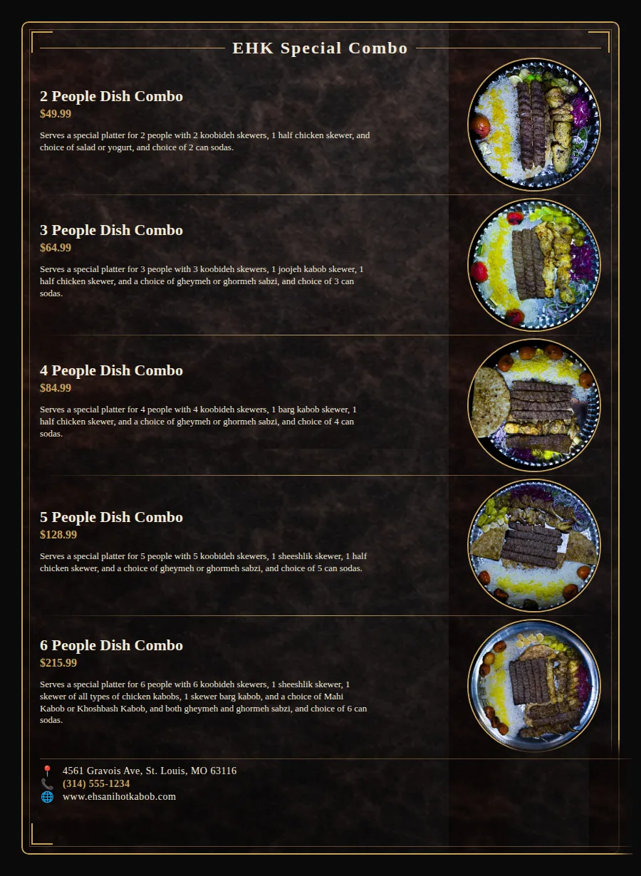 Ehsani's Hot Kabob menu page 6