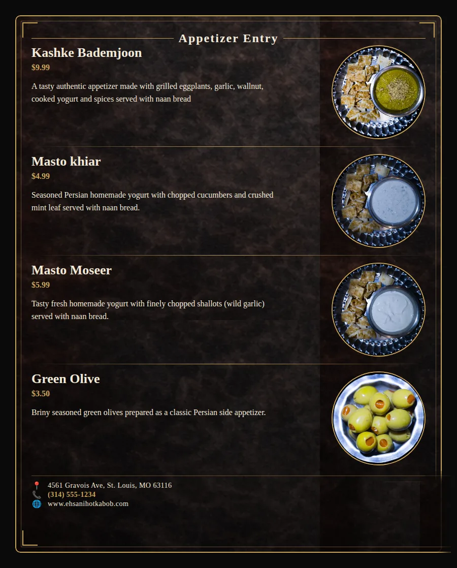 Ehsani's Hot Kabob menu page 7