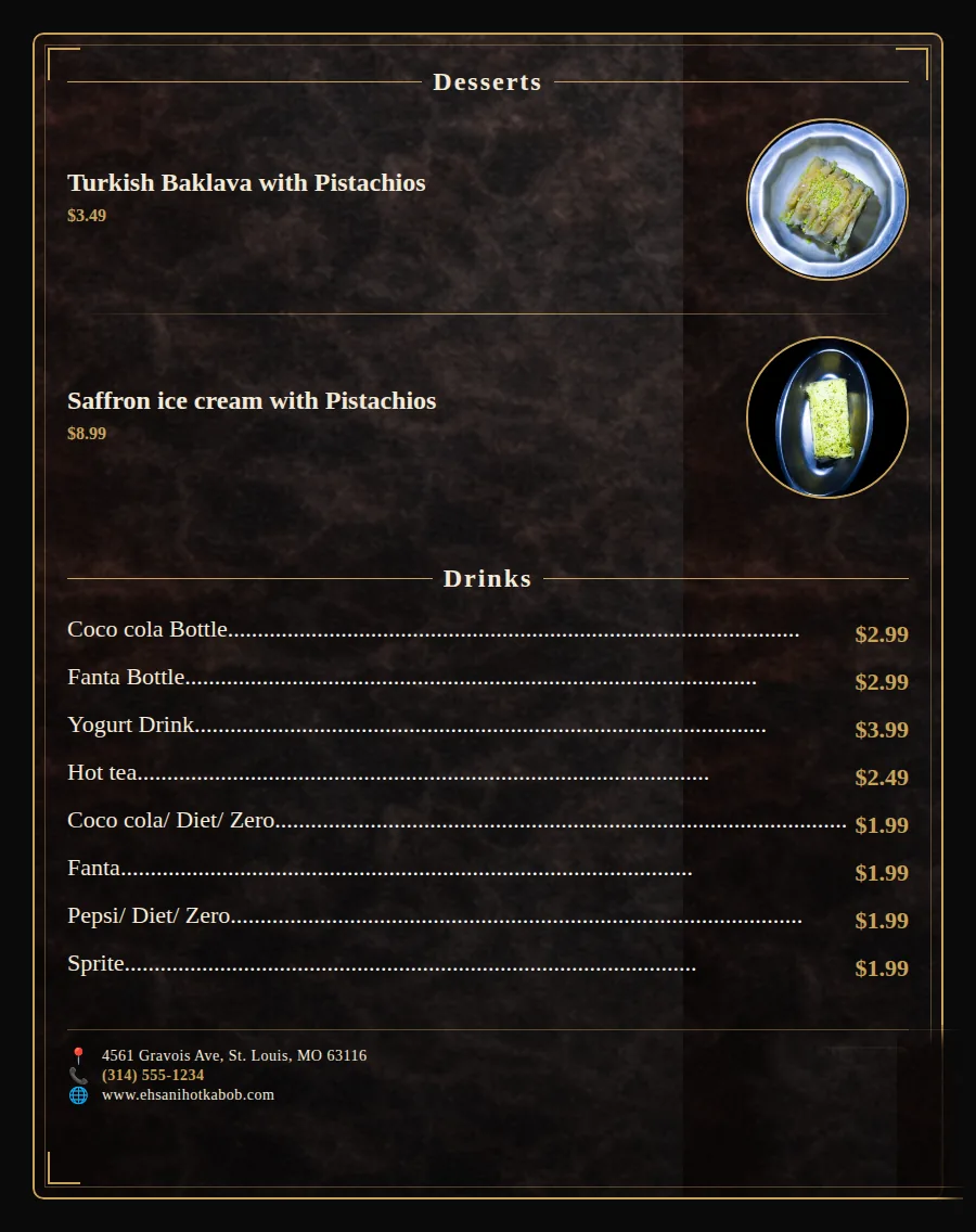 Ehsani's Hot Kabob menu page 8